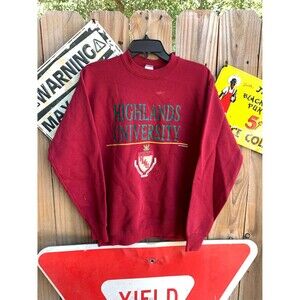 Vtg 80s Burgundy Highlands University crewneck sweatshirt collegiate M